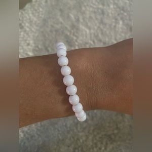 White Small Beaded Elastic Bracelet